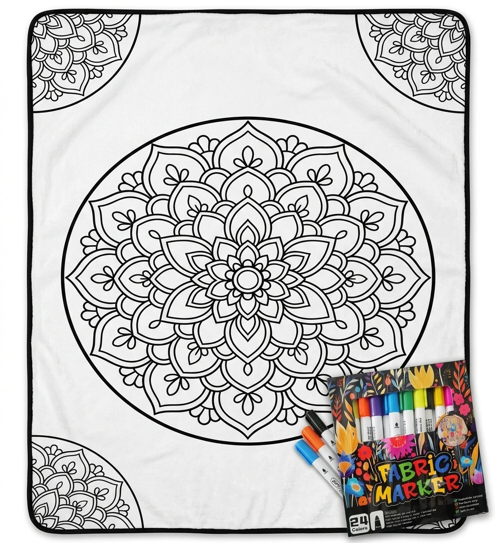 R.S. Goods Adult Coloring Blanket Set