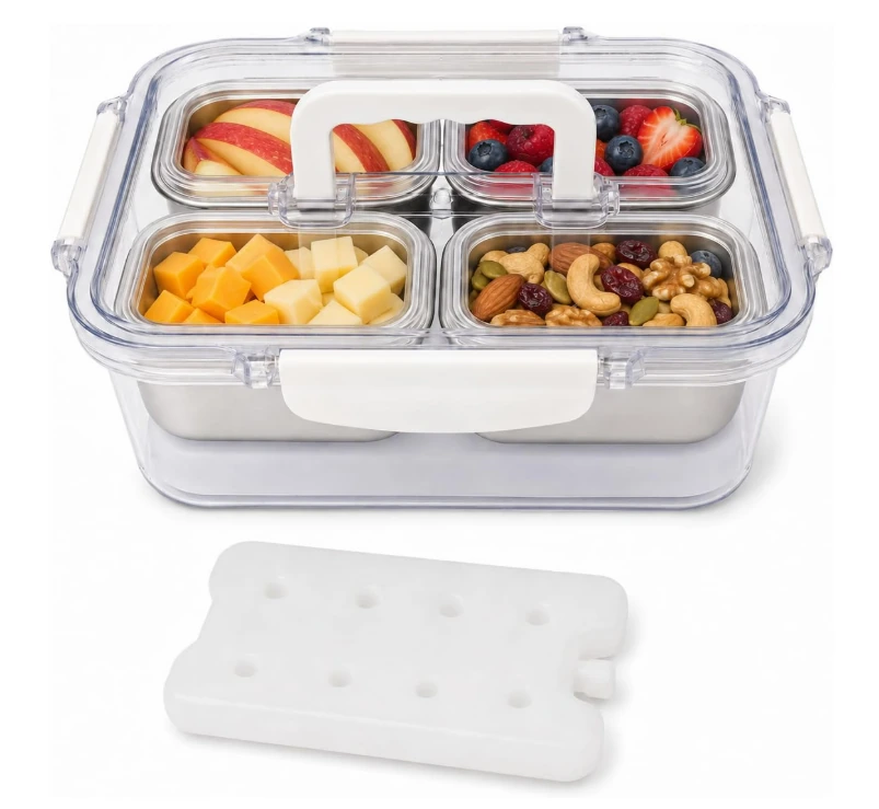 R.S. Goods 4-Compartment Snack Box with Ice Pack